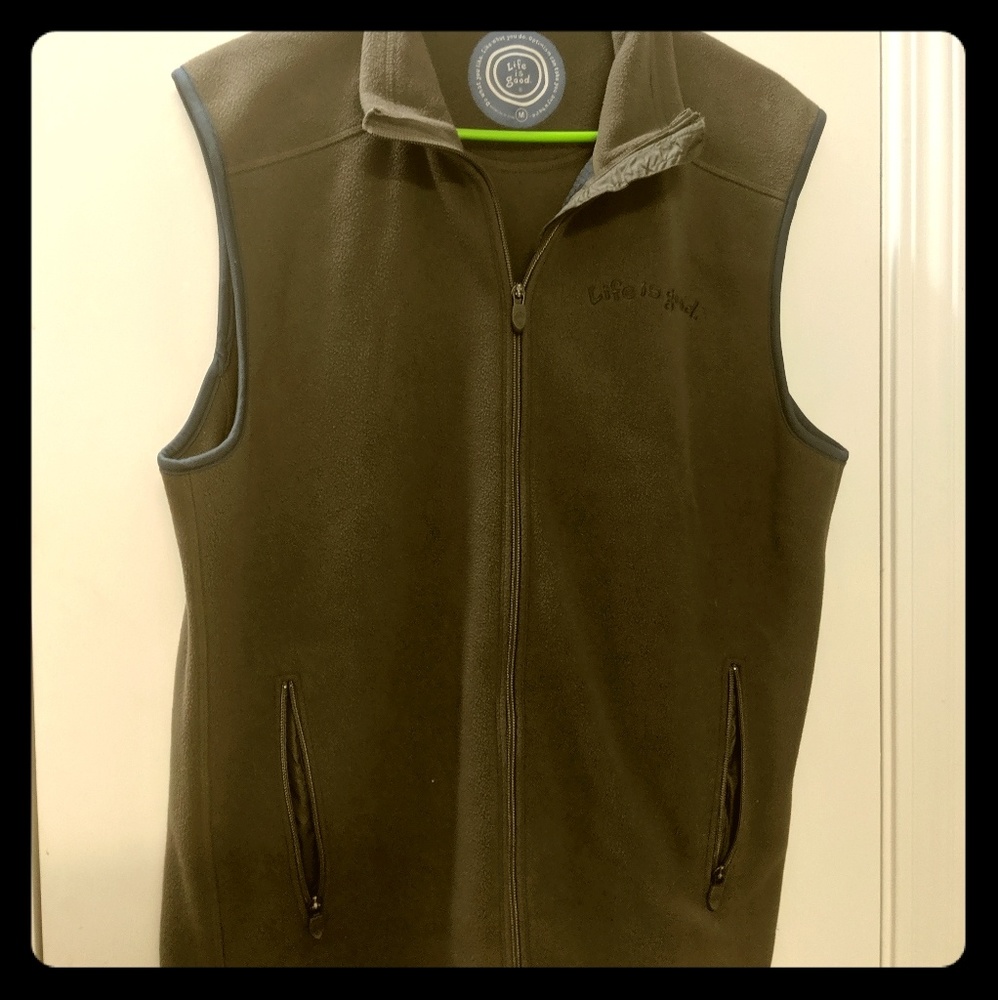 Men's medium life is good fleece vest